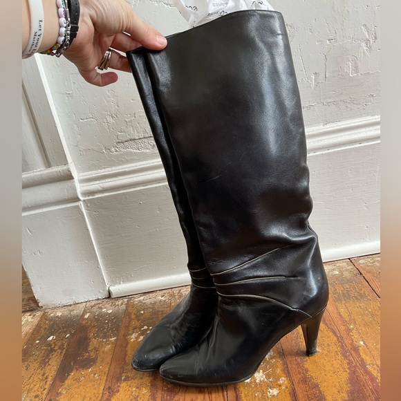 Caressa Black Leather Boots - Picture 1 of 5